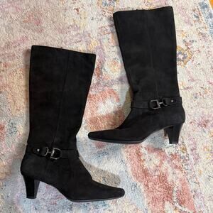 Vintage Y2K black leather heeled boots